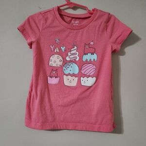 Carters 3T Pink Kids TShirt with Cupcake Print
